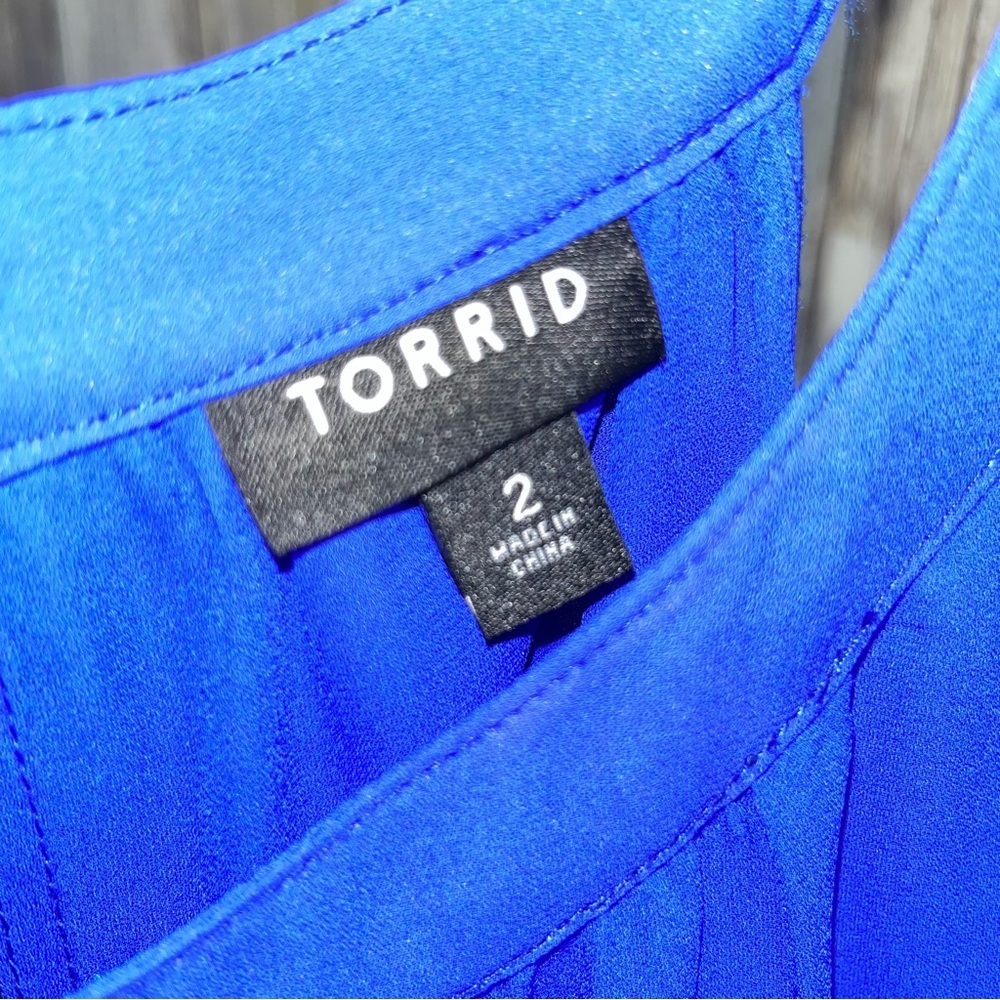Torrid Electric Blue Halter Tank 2X Georgette High Low Flowy Sleeveless Blouse - Picture 8 of 8